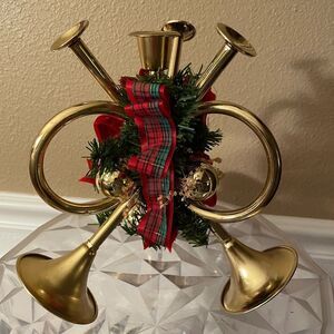 Vintage Horns and Bells Christmas Candle Holder